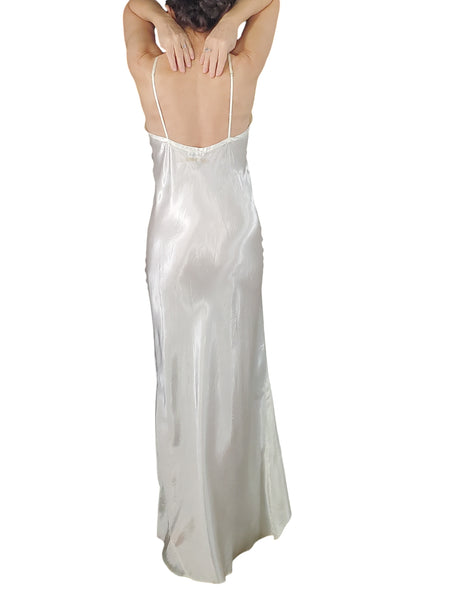 back view of 1940s Satin Slip or Nightgown on a person