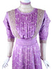 Closer view of Edwardian Silk Dress in Purple