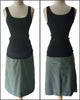 Front and back views of 50s Maternity Skirt in Sage Green Cotton Twill