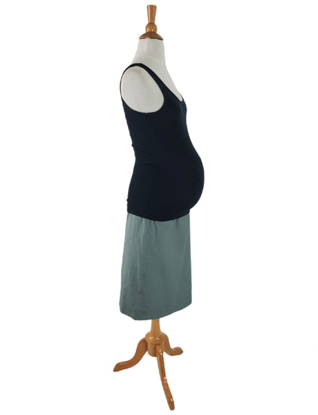 50s Maternity Skirt in Sage Green Cotton Twill