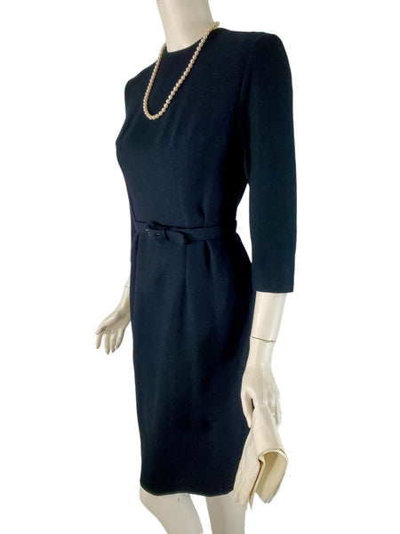 angle view of 1950s black sheath dress
