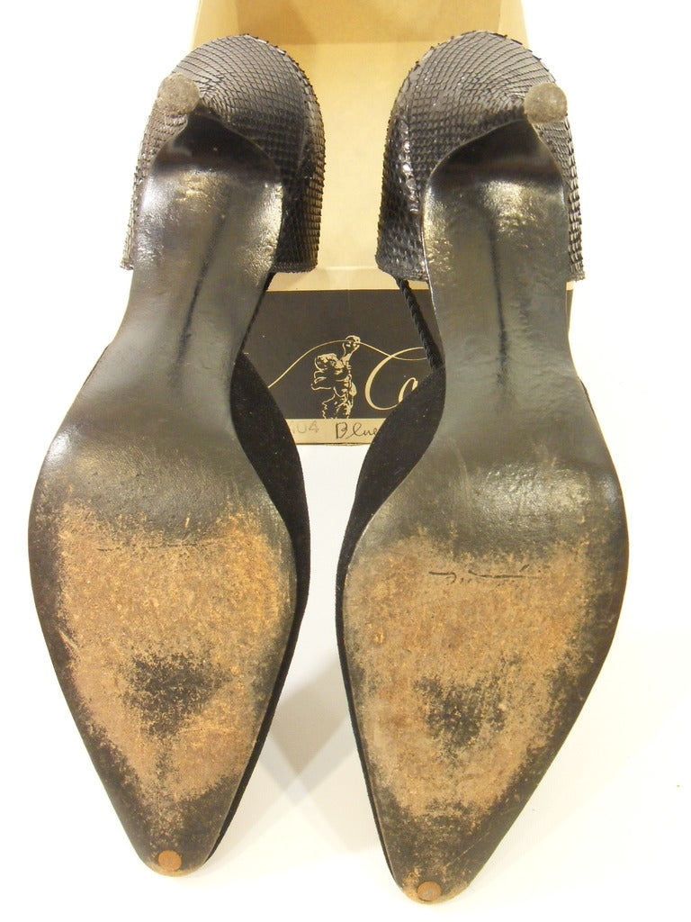 Vintage 1950s Black Snakeskin Stiletto Pumps Shoes by Caprini Size 9 ...