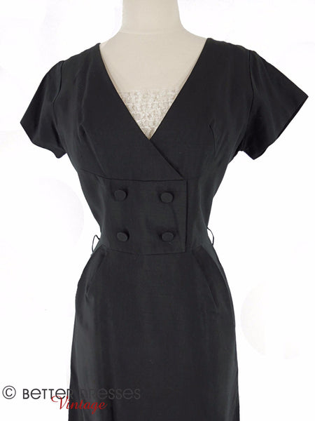 50s LBD With Ruffled Dickey - closeup