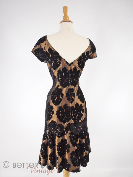 50s Black Velvet on Bronze Sheath - back