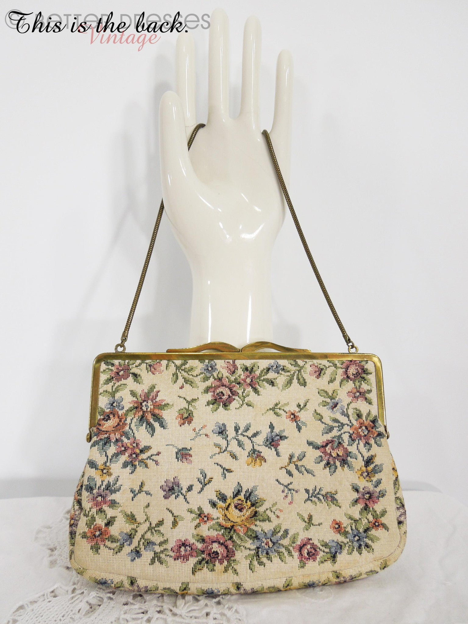Vintage Tapestry Bag With Decorative Frame 