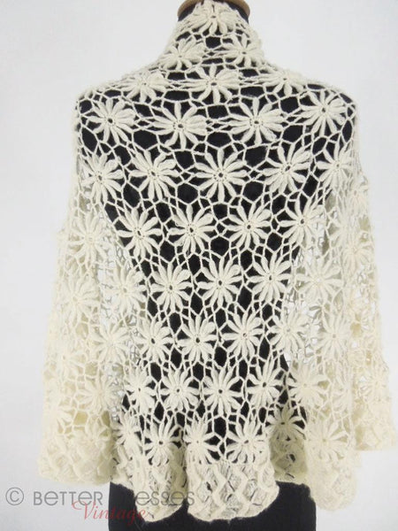 Vintage 50s Cream Wool Crochet Shawl Wrap Stole by Baar & Beards A Top ...