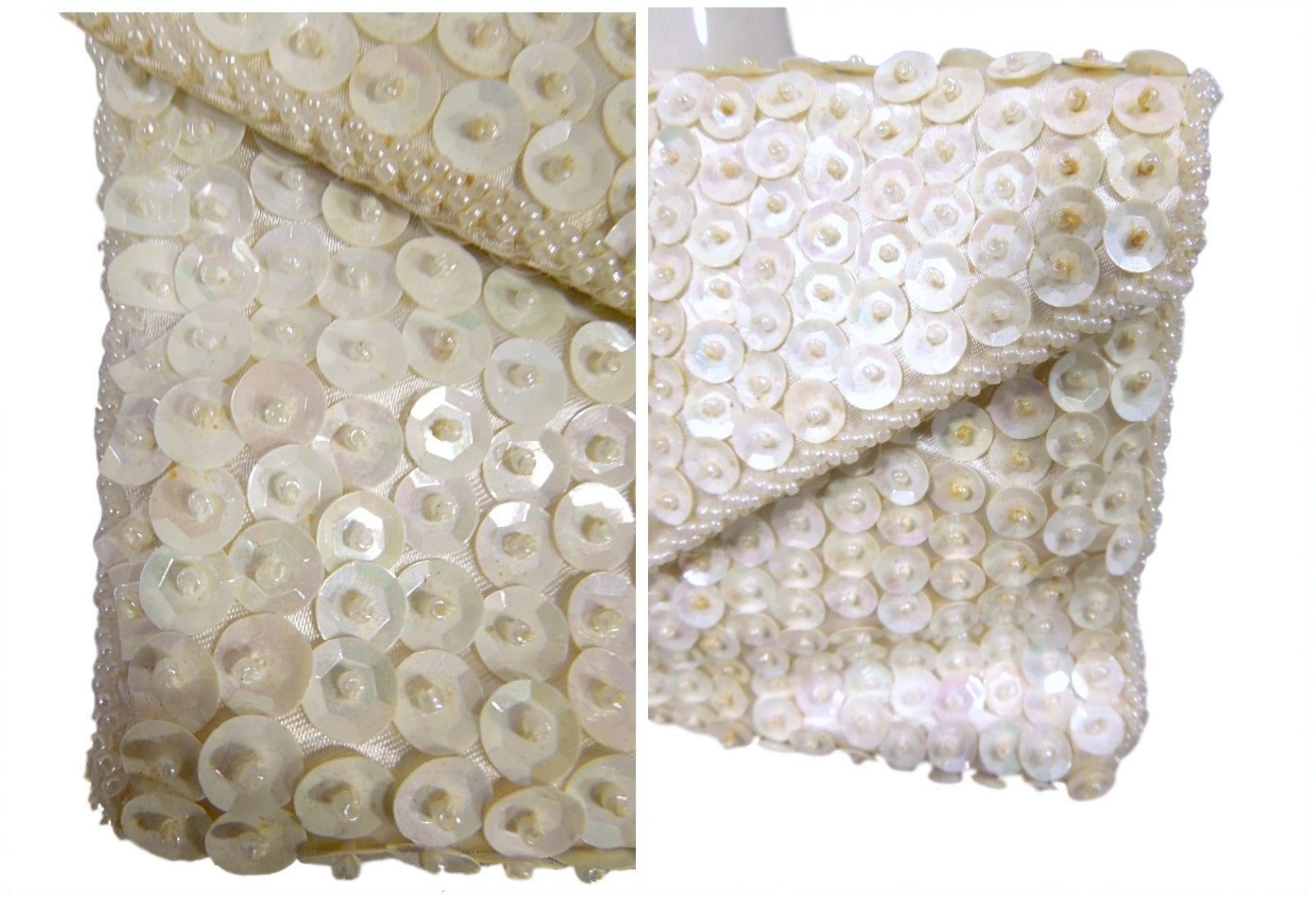 1950s Clutch Handbag Cream White Hand-Beaded Evening Bag by Walborg –  Better Dresses Vintage