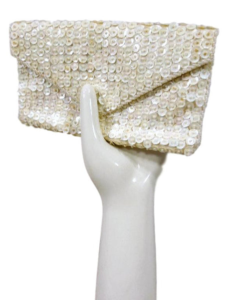 Vintage 1950s Made in Japan Faux Pearl Beaded Clutch 50s Formal