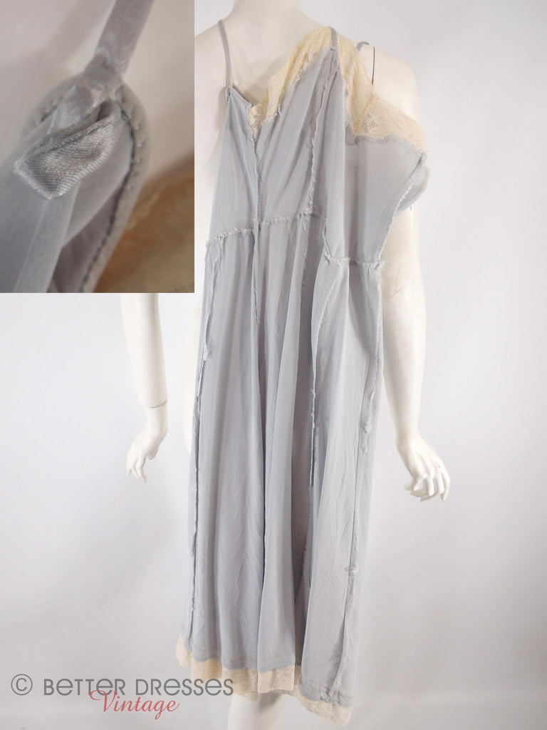 Vintage Slip Dress or Nightie in Ice Blue With Ecru Lace - sm – Better ...