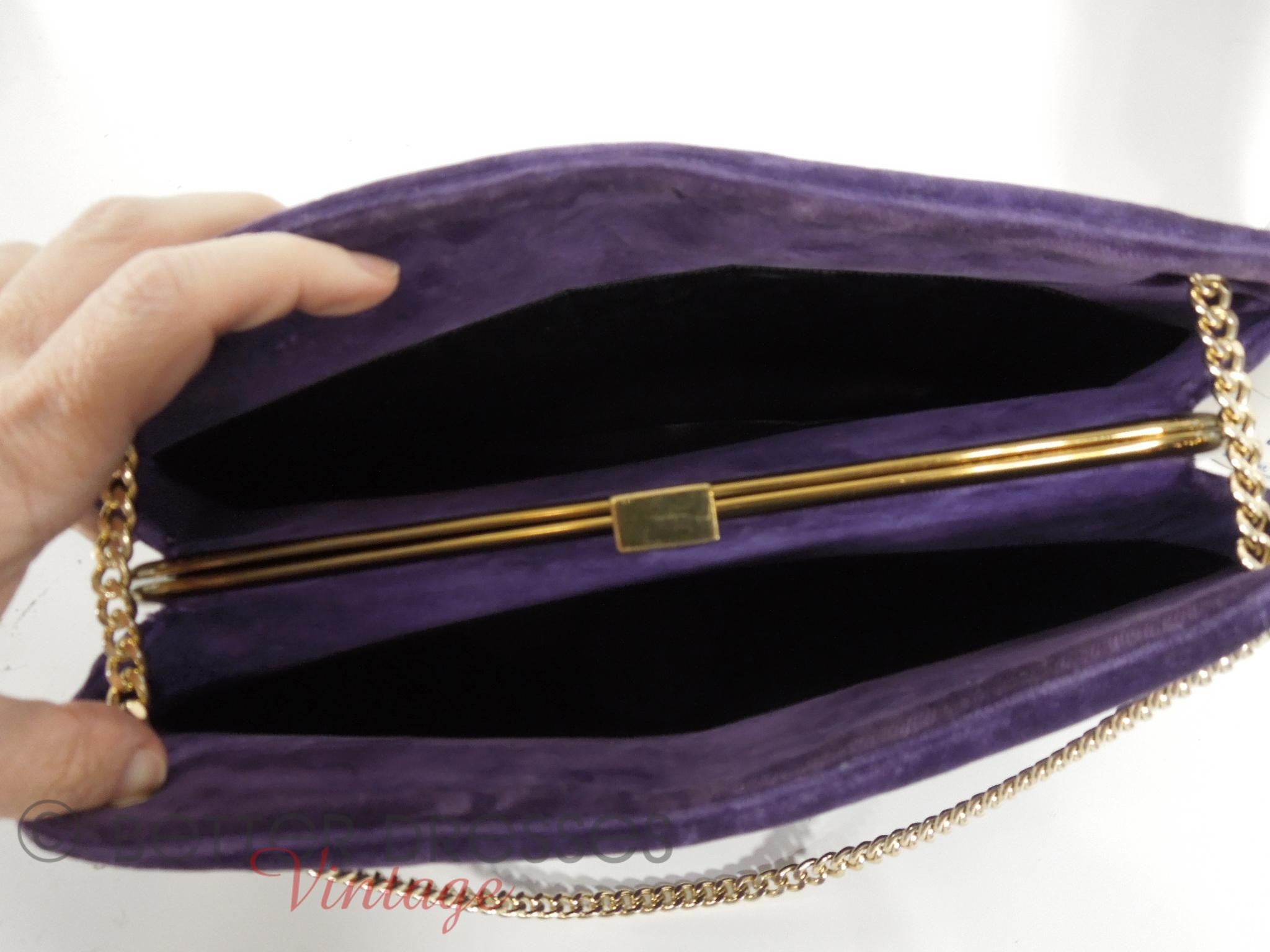 Vintage velvet clutch, Purple bag, Velvet purse, Handmade clutch