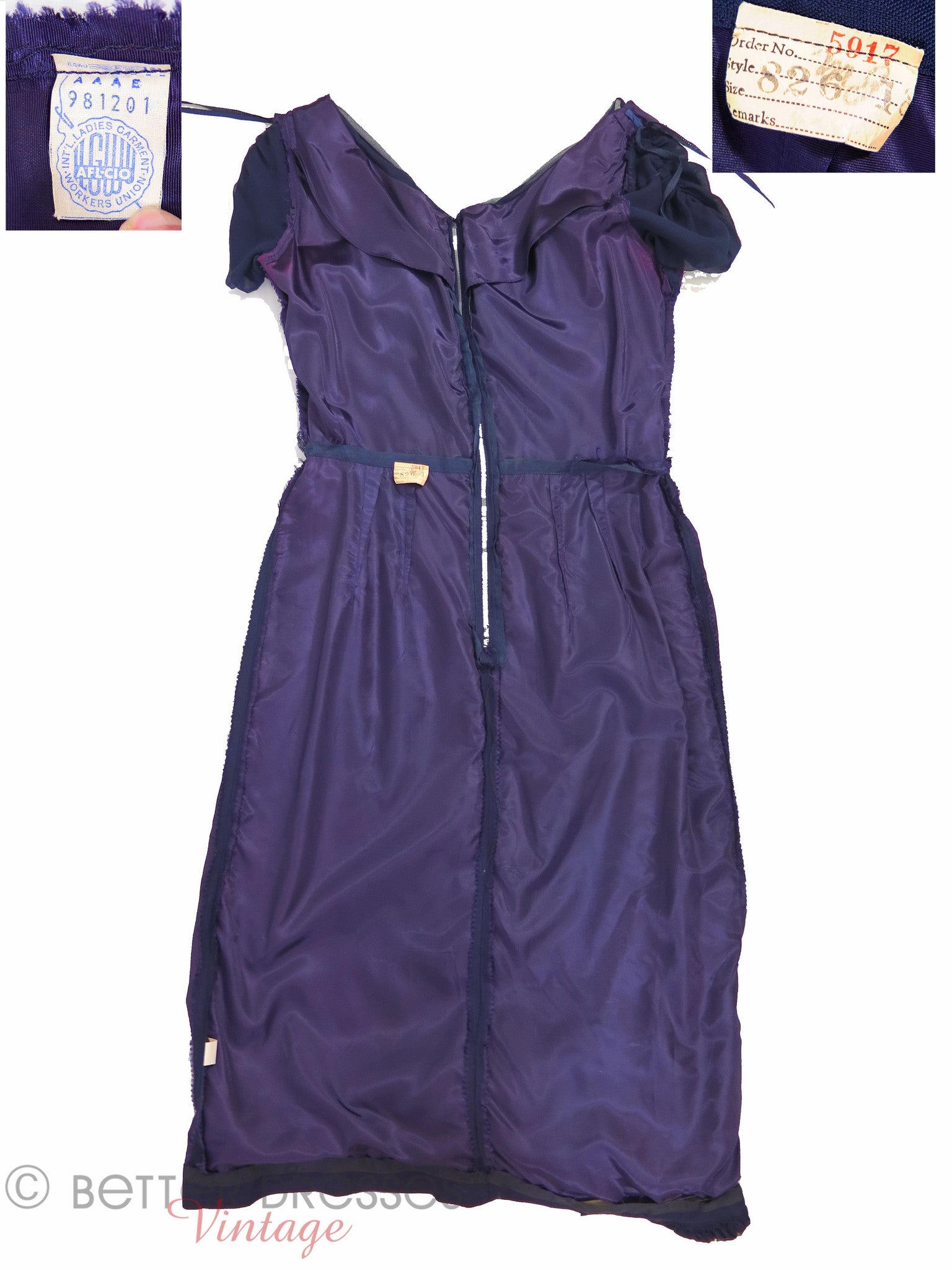 Vintage Silk Chiffon Cocktail Dress Navy – Blue 50s Better Dresses