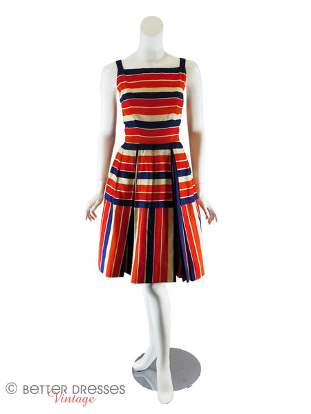 50s Bold Stripe Dress - full front view