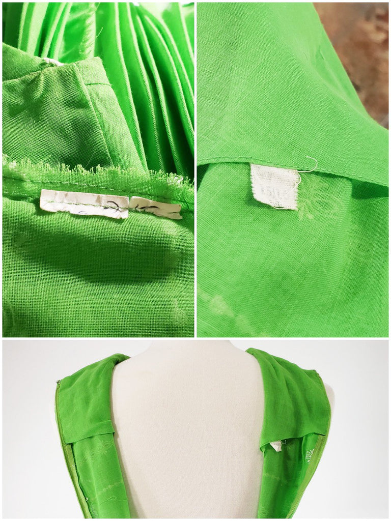 60s Scooter Dress in Lime Green Embroidered Cotton – Better Dresses Vintage