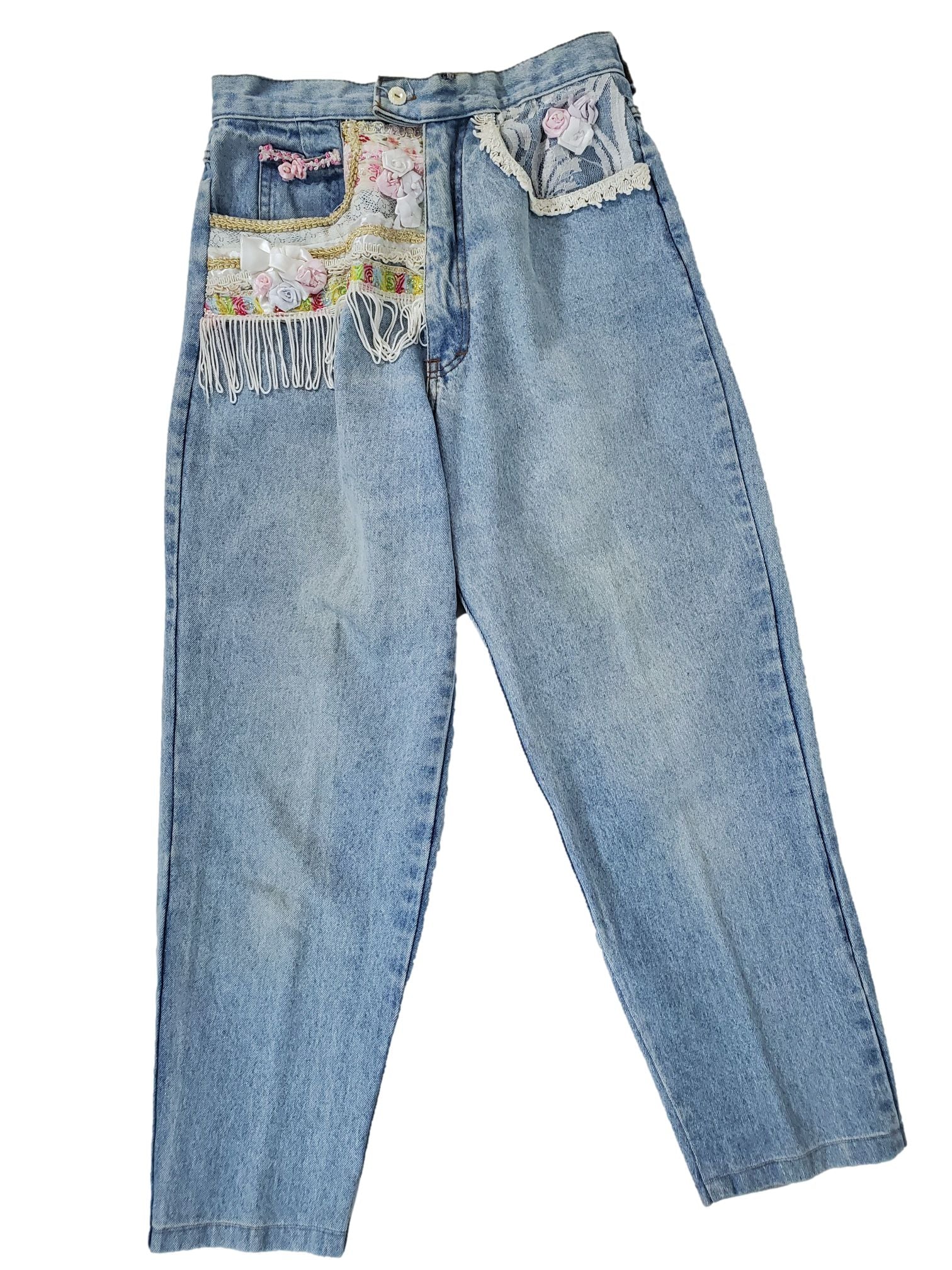 Asien bad indlogering 80s High Waisted Jeans, Embellished - med – Better Dresses Vintage